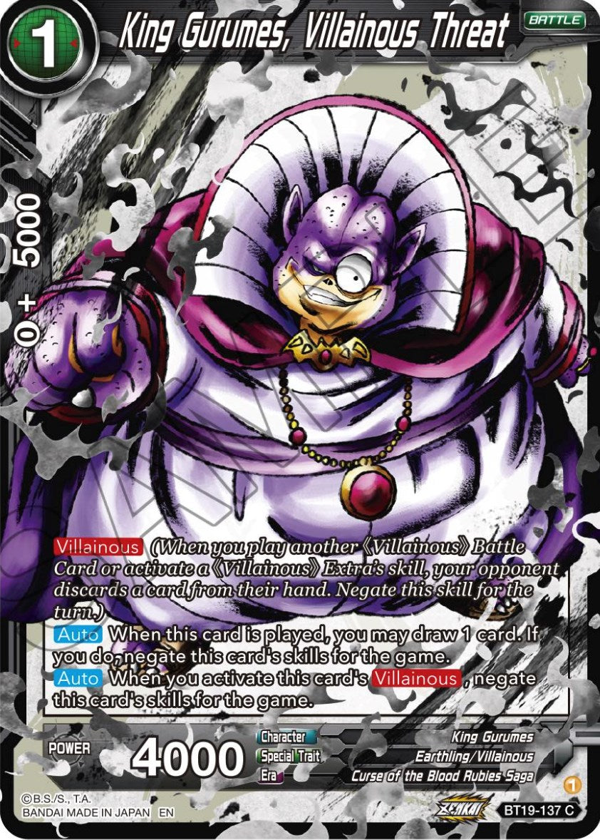 King Gurumes, Villainous Threat (BT19-137) [Fighter's Ambition] | Good Games Adelaide SA