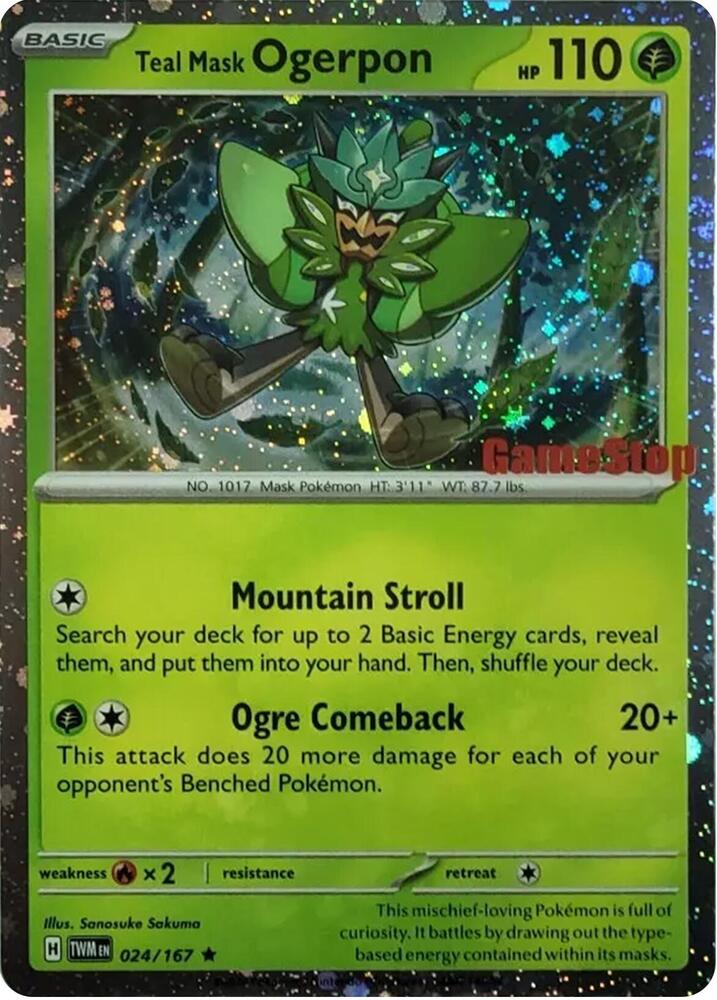 Teal Mask Ogerpon Cosmos Holo Gamestop Exclusive 024/167 (Miscellaneous Cards & Products)  - Holofoil | Good Games Adelaide SA