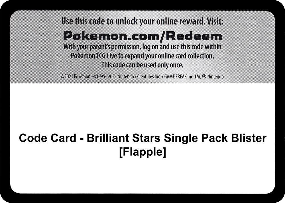 Code Card Brilliant Stars Single Pack Blister Flapple  (SWSH09: Brilliant Stars)  | Good Games Adelaide SA