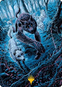Untamed Pup Art Card Gold Stamped Signature 77 (Art Series: Innistrad: Midnight Hunt)  | Good Games Adelaide SA