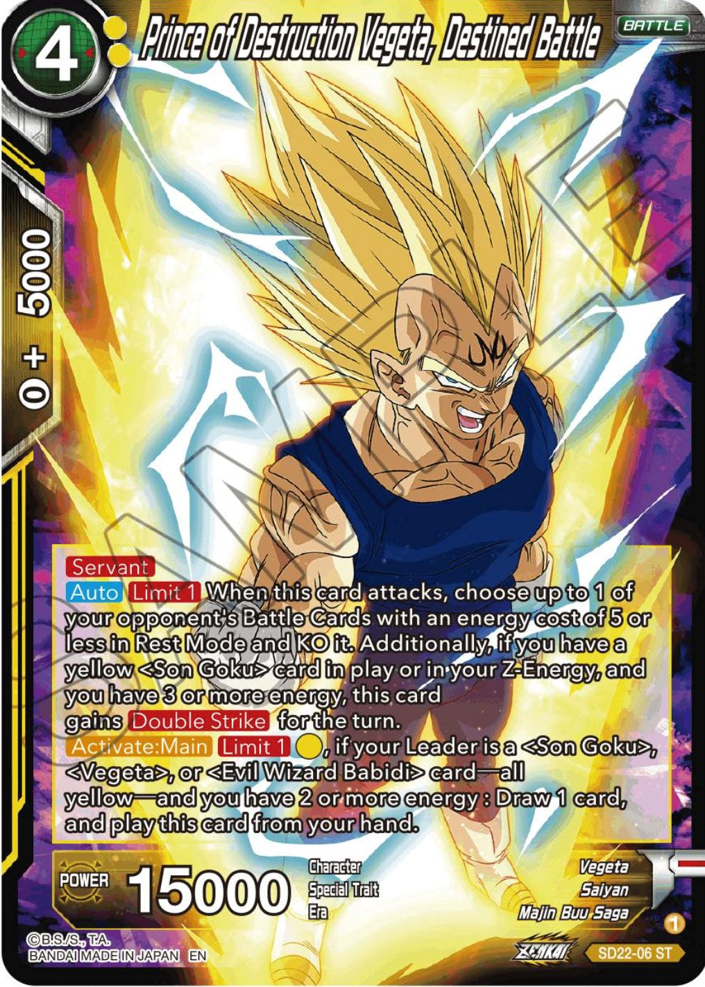 Prince of Destruction Vegeta, Destined Battle (Starter Deck Exclusive) (SD22-06) [Power Absorbed] | Good Games Adelaide SA