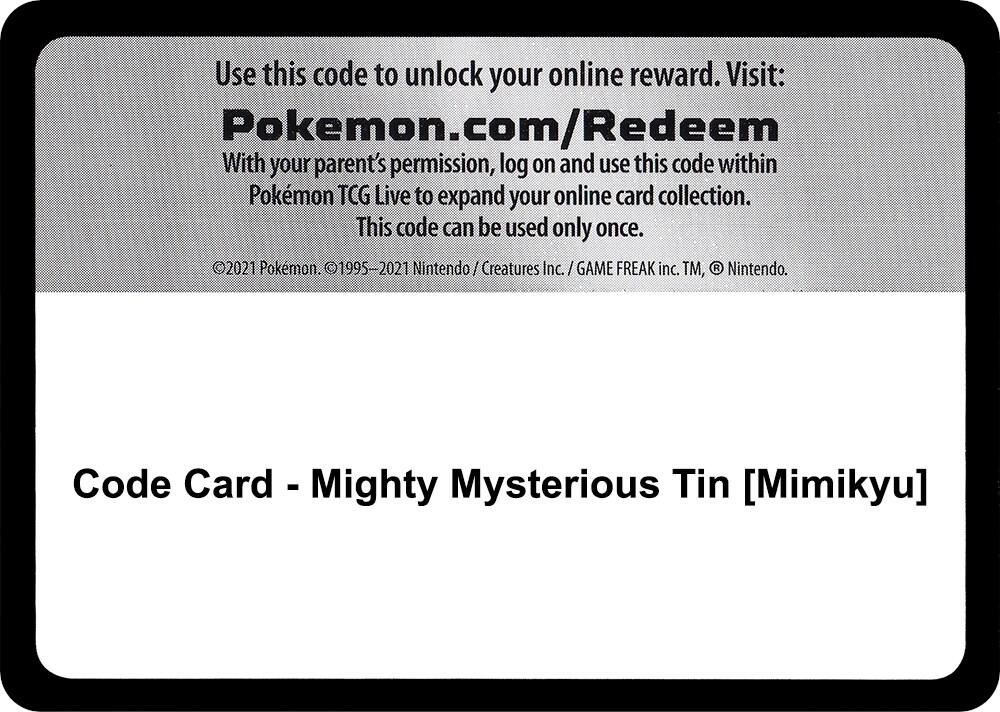 Code Card Mighty Mysterious Tin Mimikyu  (Miscellaneous Cards & Products)  | Good Games Adelaide SA