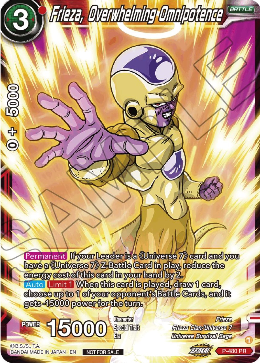Frieza, Overwhelming Omnipotence (Zenkai Series Tournament Pack Vol.3) (P-480) [Tournament Promotion Cards] | Good Games Adelaide SA