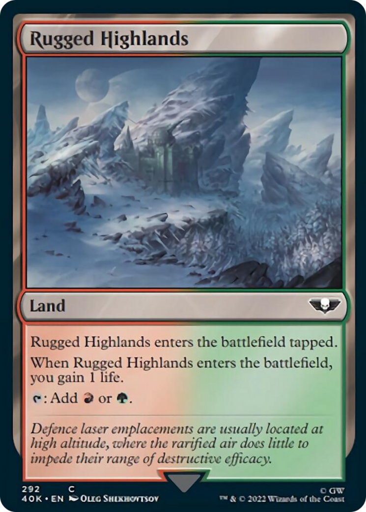 Rugged Highlands (Surge Foil) [Universes Beyond: Warhammer 40,000] | Good Games Adelaide SA