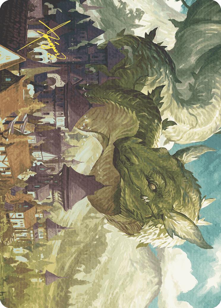 Beanstalk Wurm Art Card (Gold-Stamped Signature) [Wilds of Eldraine Art Series] | Good Games Adelaide SA