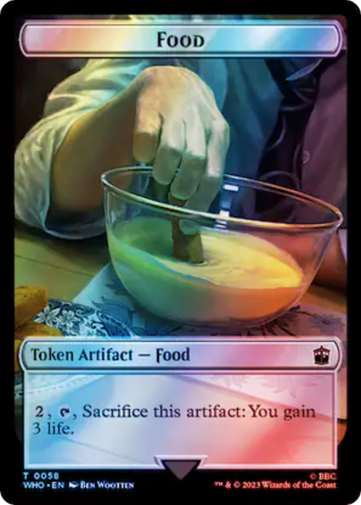 Warrior // Food (0058) Double-Sided Token (Surge Foil) [Doctor Who Tokens] | Good Games Adelaide SA