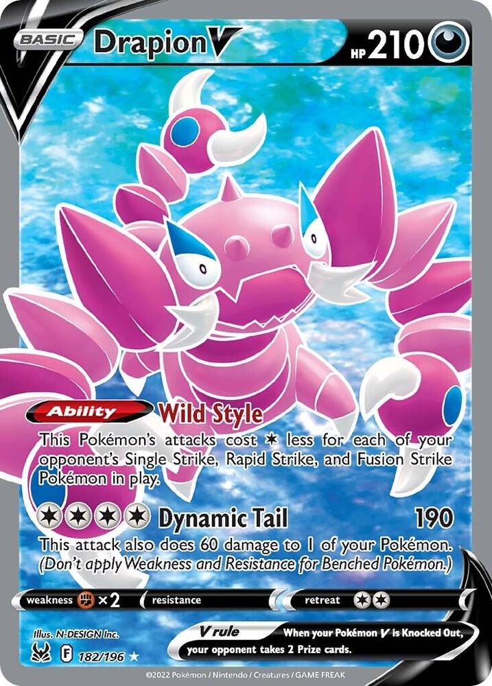 Drapion V Full Art 182/196 (SWSH11: Lost Origin)  - Holofoil | Good Games Adelaide SA