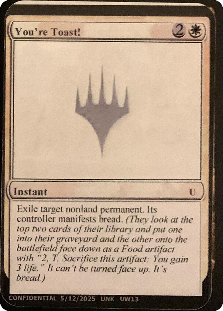 Youre Toast  (Un-Known Event Playtest Cards)  | Good Games Adelaide SA