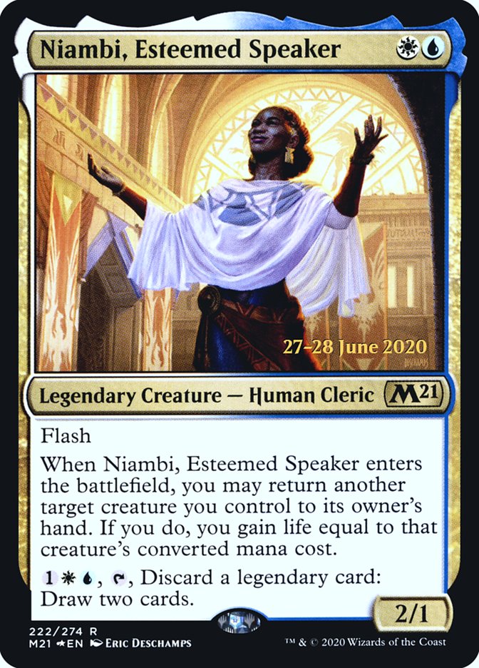 Niambi, Esteemed Speaker  [Core Set 2021 Prerelease Promos] | Good Games Adelaide SA