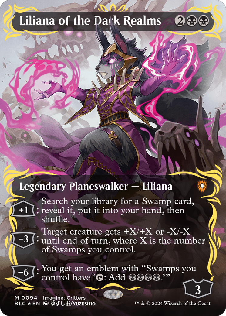 Liliana of the Dark Realms (Borderless) (Raised Foil) [Bloomburrow Commander] | Good Games Adelaide SA