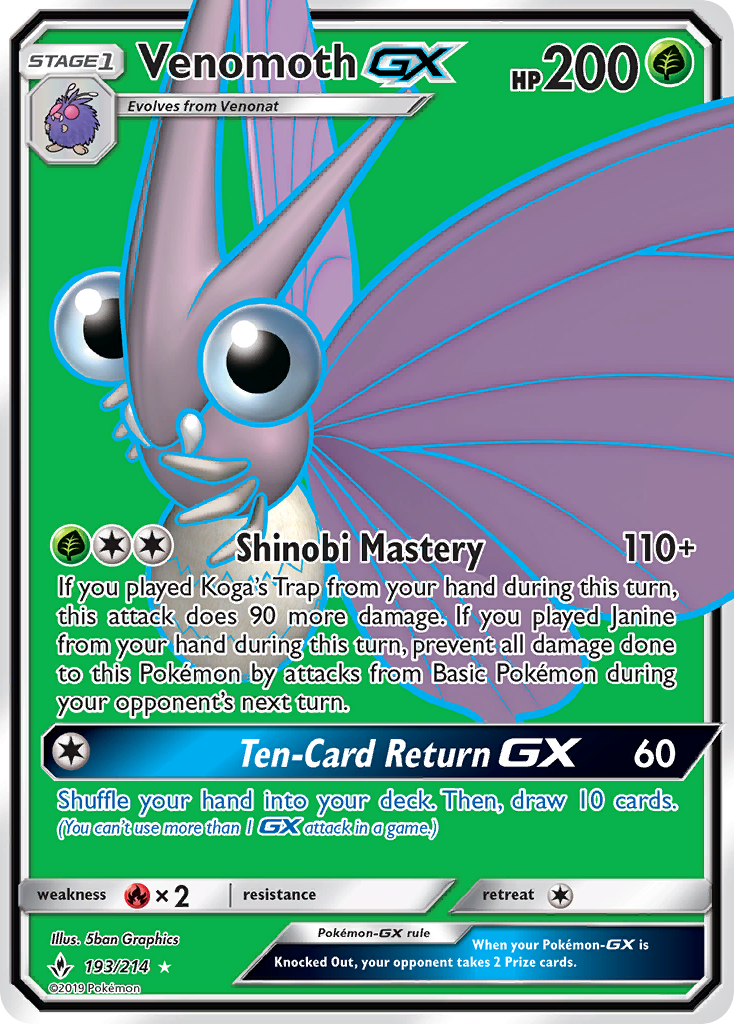Venomoth GX (193/214) [Sun & Moon: Unbroken Bonds] | Good Games Adelaide SA