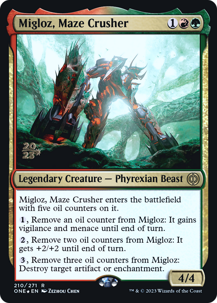Migloz, Maze Crusher [Phyrexia: All Will Be One Prerelease Promos] | Good Games Adelaide SA