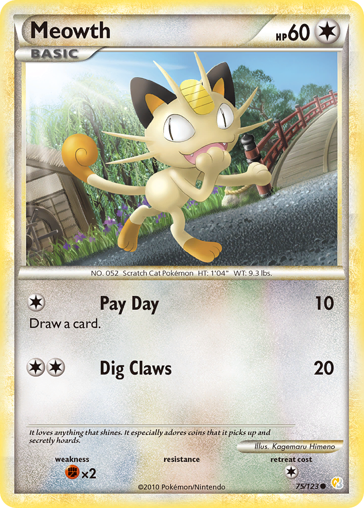 Meowth (75/123) [HeartGold & SoulSilver: Base Set] | Good Games Adelaide SA