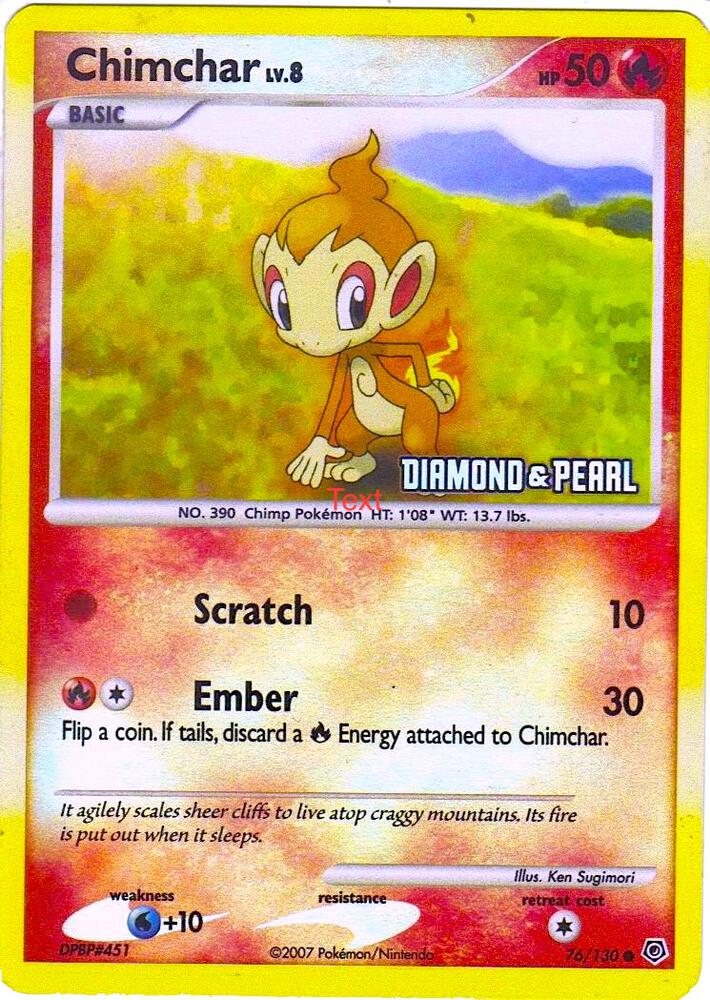 Chimchar 76 130 Diamond and Pearl 076/130 (Burger King Promos)  - Reverse Holofoil | Good Games Adelaide SA