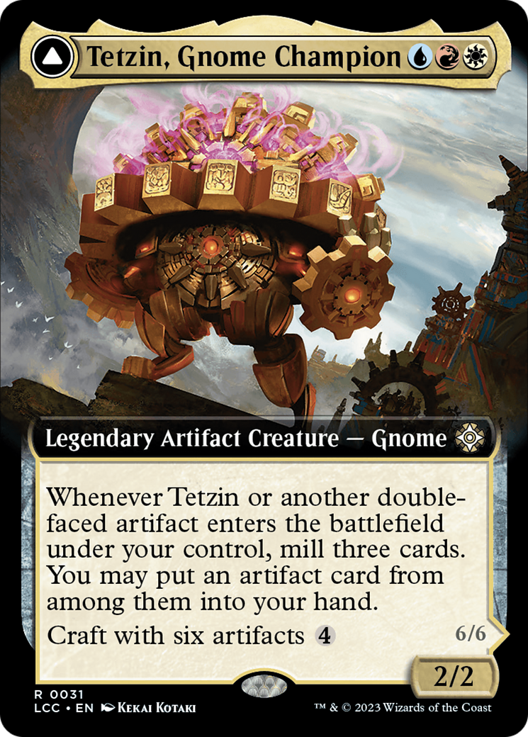 Tetzin, Gnome Champion // The Golden-Gear Colossus (Extended Art) [The Lost Caverns of Ixalan Commander] | Good Games Adelaide SA