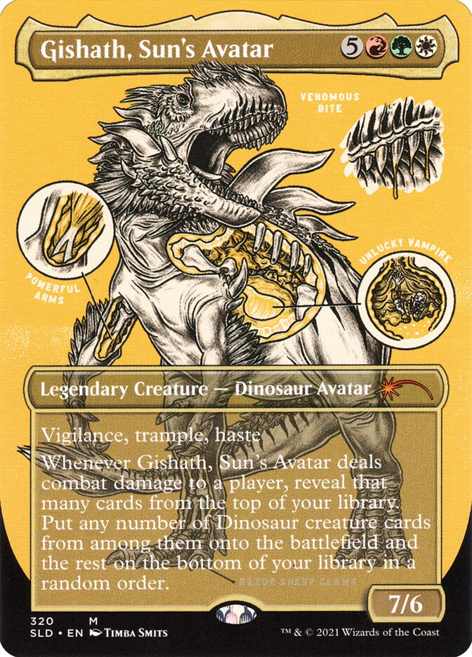 Gishath, Sun's Avatar (Borderless Foil Etched) [Secret Lair Drop Series] | Good Games Adelaide SA