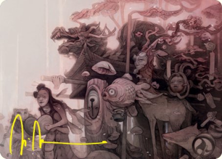 March of Burgeoning Life Art Card (Gold-Stamped Signature) [Kamigawa: Neon Dynasty Art Series] | Good Games Adelaide SA