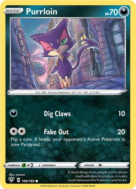 Purrloin 106/189 (SWSH03: Darkness Ablaze)  | Good Games Adelaide SA