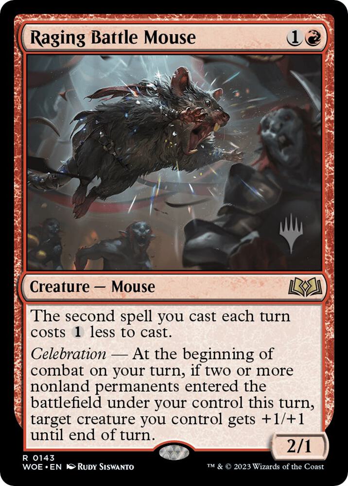 Raging Battle Mouse 143 (Promo Pack: Wilds of Eldraine)  - Foil | Good Games Adelaide SA