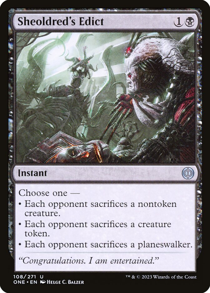 Sheoldred's Edict 108 (Phyrexia: All Will Be One)  - Foil | Good Games Adelaide SA