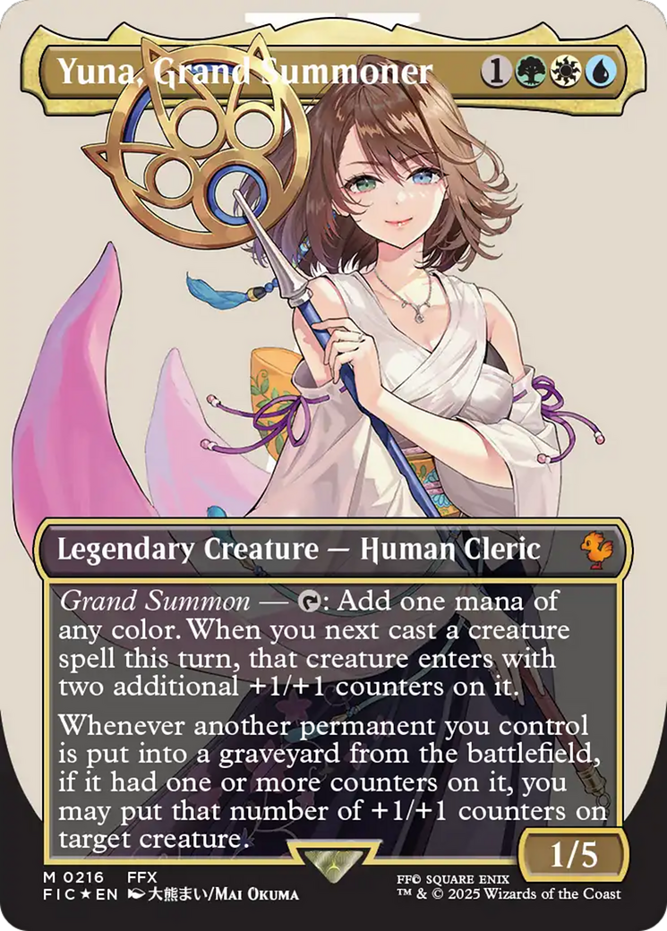 Yuna, Grand Summoner (Borderless) (Surge Foil) [FINAL FANTASY Commander] | Good Games Adelaide SA