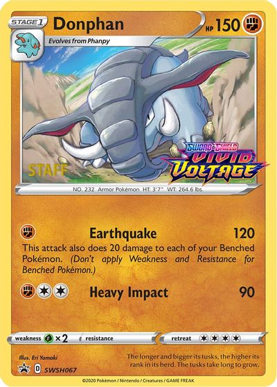 Donphan (SWSH067) (Staff Prerelease Promo) [Sword & Shield: Black Star Promos] | Good Games Adelaide SA