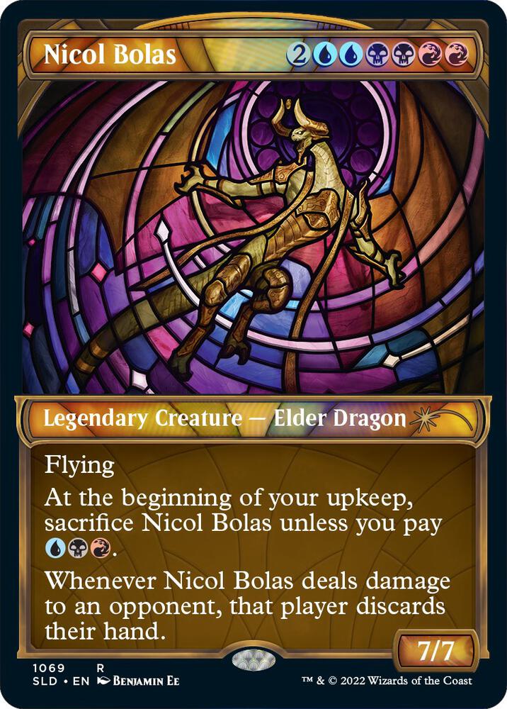 Nicol Bolas Stained Glass Textured Foil 1069 (Secret Lair Drop Series)  - Foil | Good Games Adelaide SA