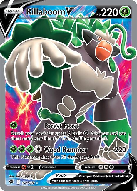 Rillaboom V Full Art 175/192 (SWSH02: Rebel Clash)  - Holofoil | Good Games Adelaide SA