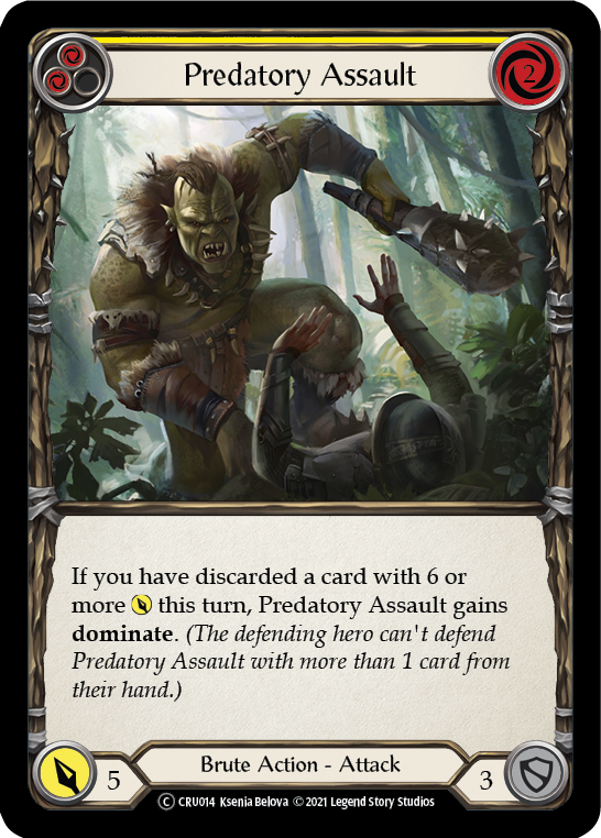 Predatory Assault (Yellow) [U-CRU014-RF] Unlimited Rainbow Foil | Good Games Adelaide SA