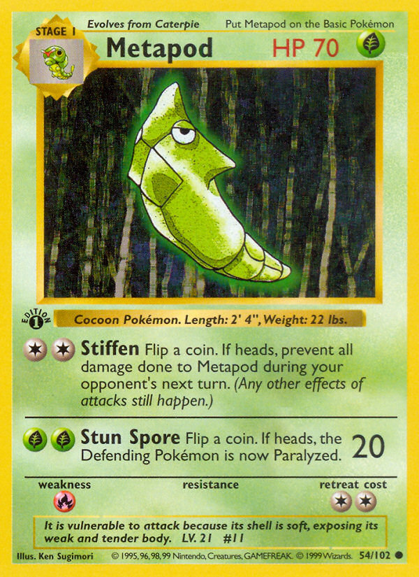 Metapod (54/102) (Shadowless) [Base Set 1st Edition] | Good Games Adelaide SA