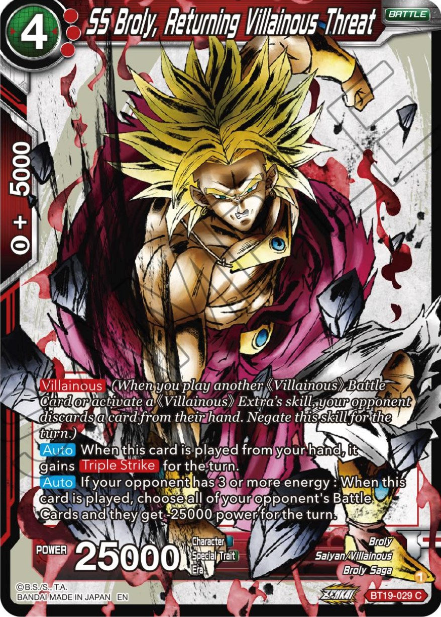 SS Broly, Returning Villainous Threat (BT19-029) [Fighter's Ambition] | Good Games Adelaide SA