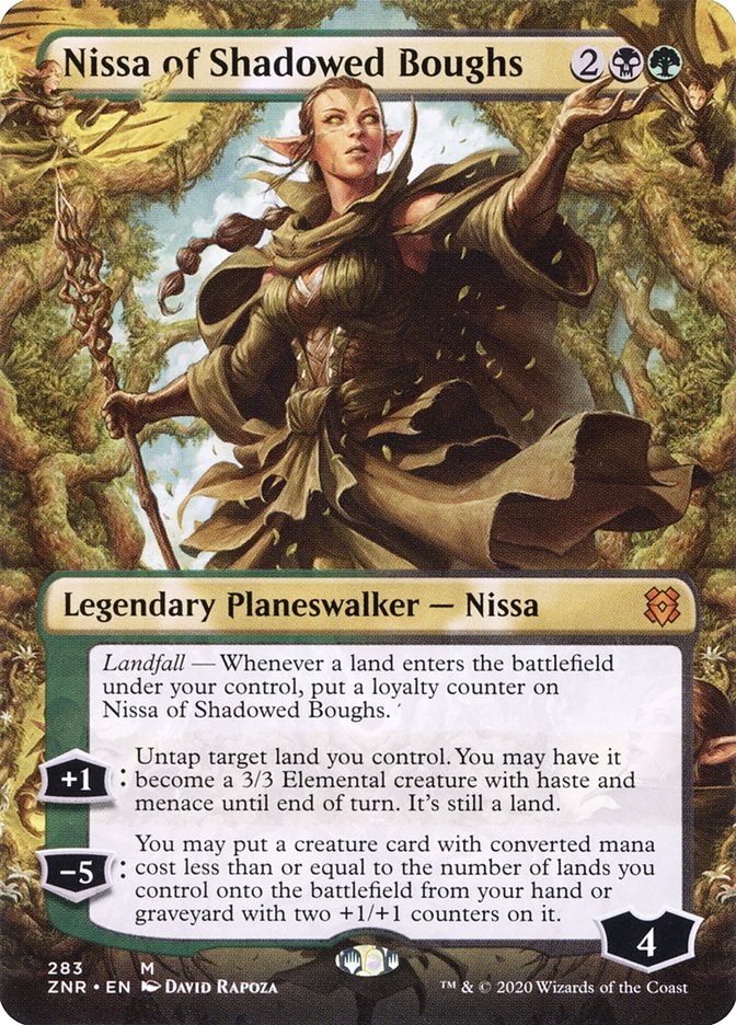 Nissa of Shadowed Boughs (Borderless) [Zendikar Rising] | Good Games Adelaide SA