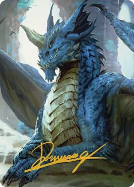 Young Blue Dragon Art Card Gold Stamped Signature 27 (Art Series: Commander Legends: Battle for Baldur's Gate)  | Good Games Adelaide SA