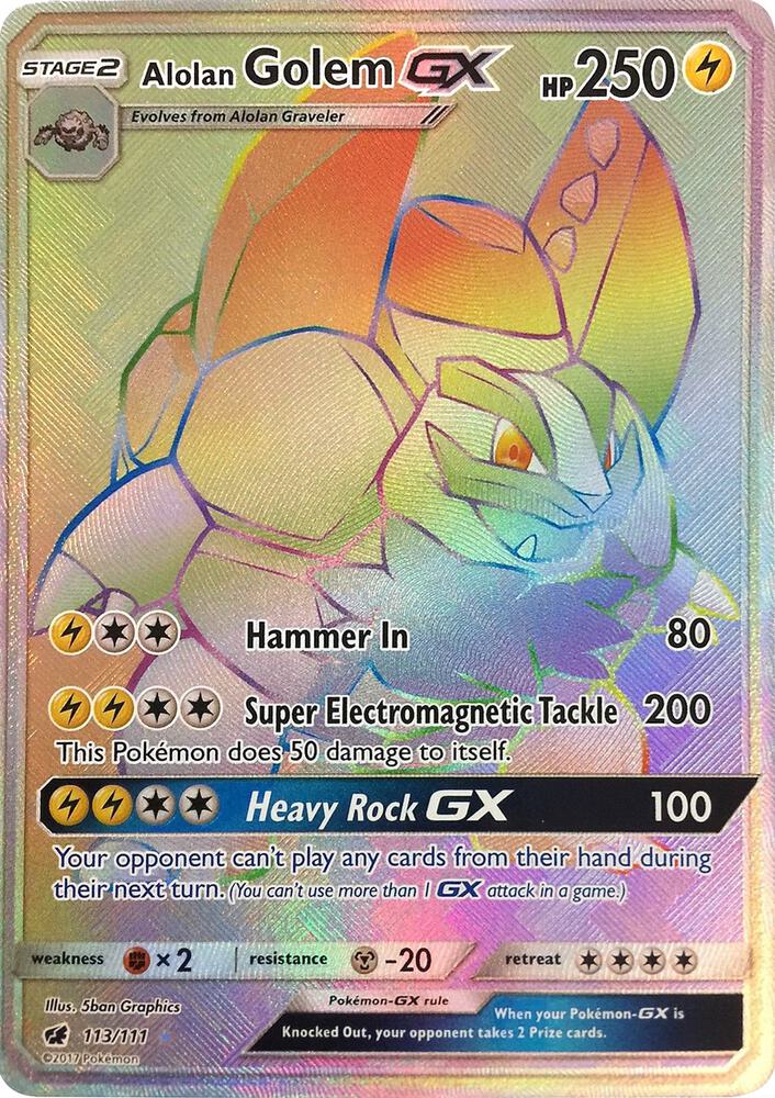 Alolan Golem GX Secret 113/111 (SM - Crimson Invasion)  - Holofoil | Good Games Adelaide SA