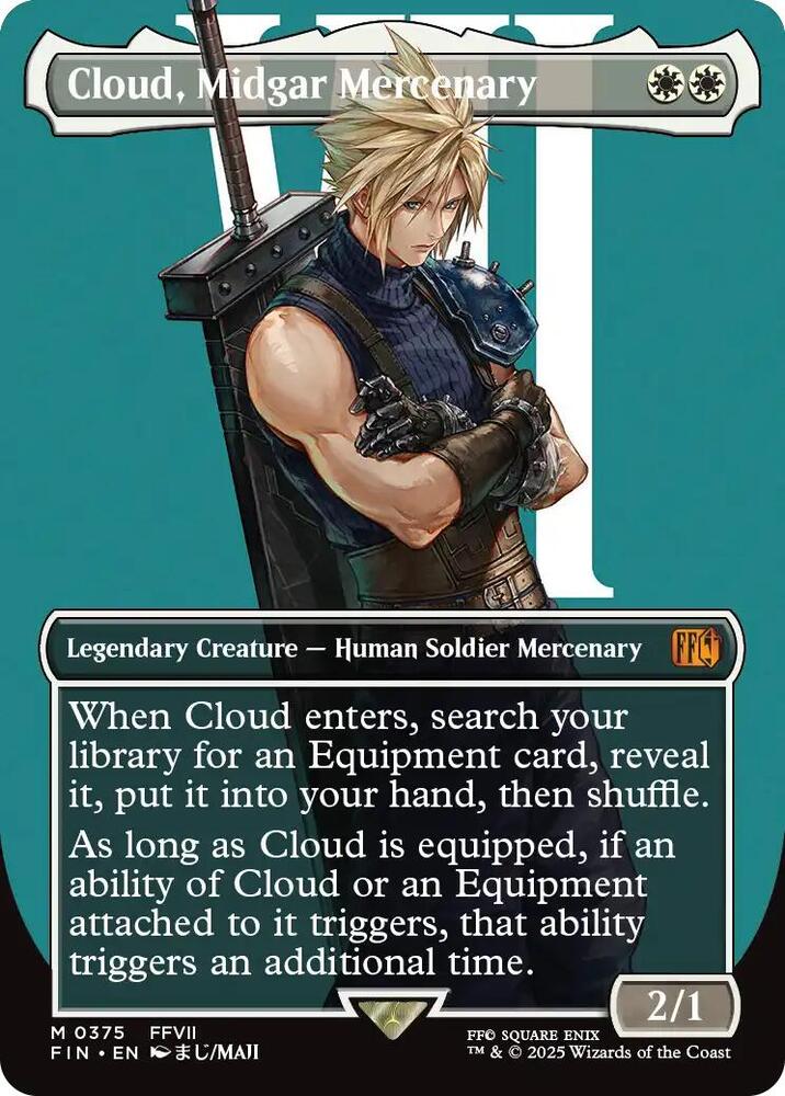 Cloud, Midgar Mercenary 375 (FINAL FANTASY)  - Borderless Foil | Good Games Adelaide SA