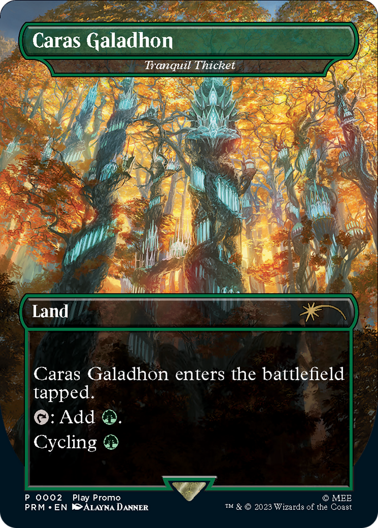 Tranquil Thicket - Caras Galadhon (Borderless) [Wizards Play Network 2023] | Good Games Adelaide SA