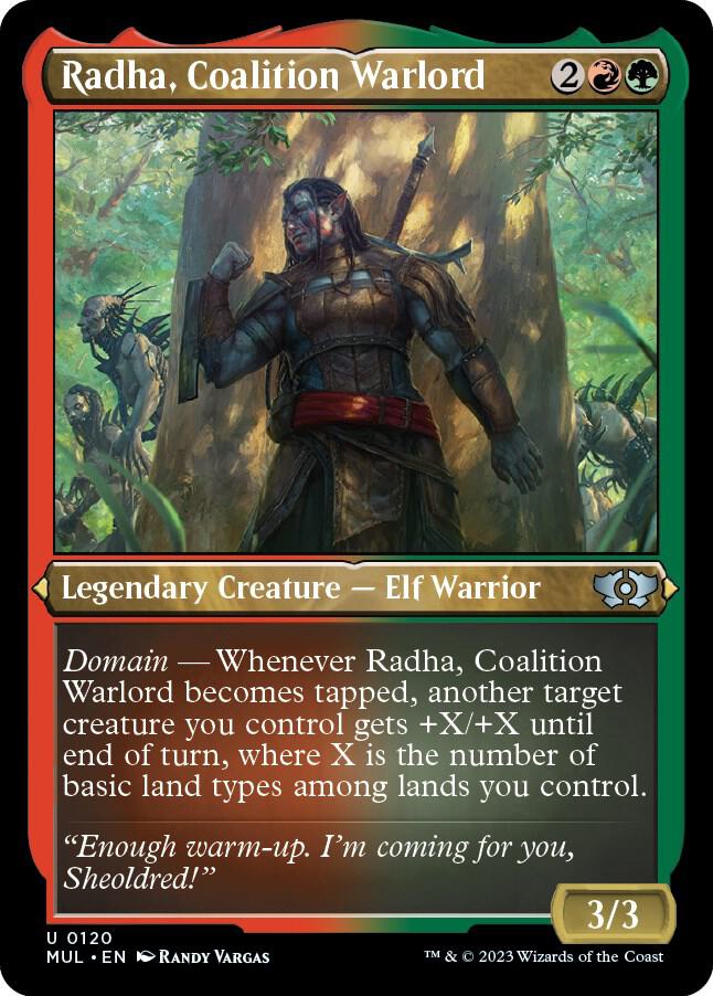 Radha Coalition Warlord Foil Etched 120 (March of the Machine: Multiverse Legends)  - Foil | Good Games Adelaide SA