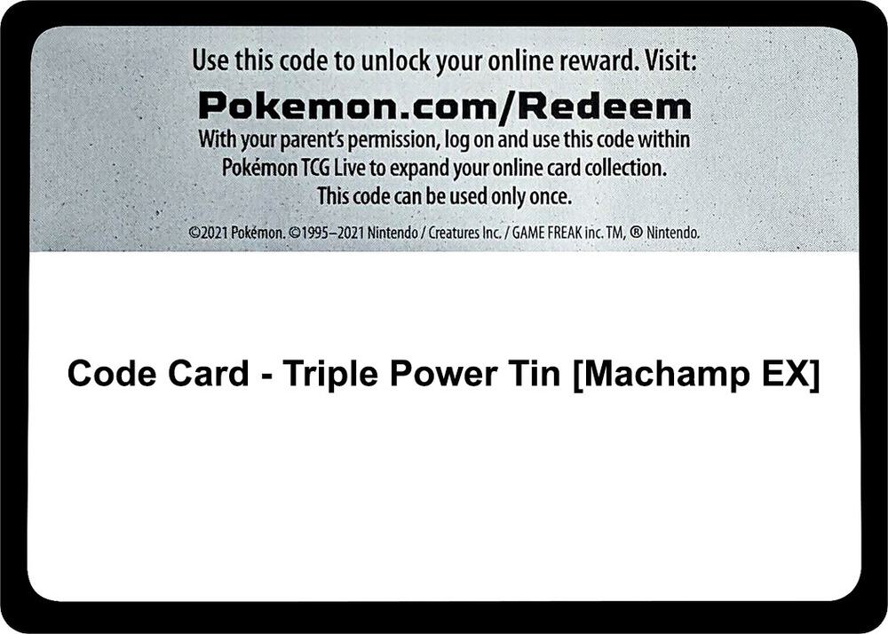 Code Card Triple Power Tin Machamp EX  (XY - BREAKpoint)  | Good Games Adelaide SA