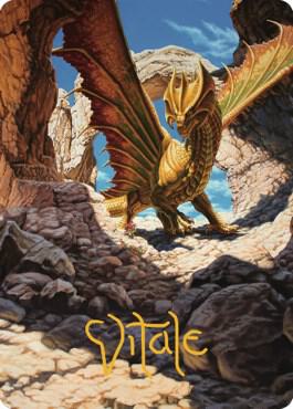 Ancient Brass Dragon Art Card 2 81 Gold Stamped Signature 2 (Art Series: Commander Legends: Battle for Baldur's Gate)  | Good Games Adelaide SA