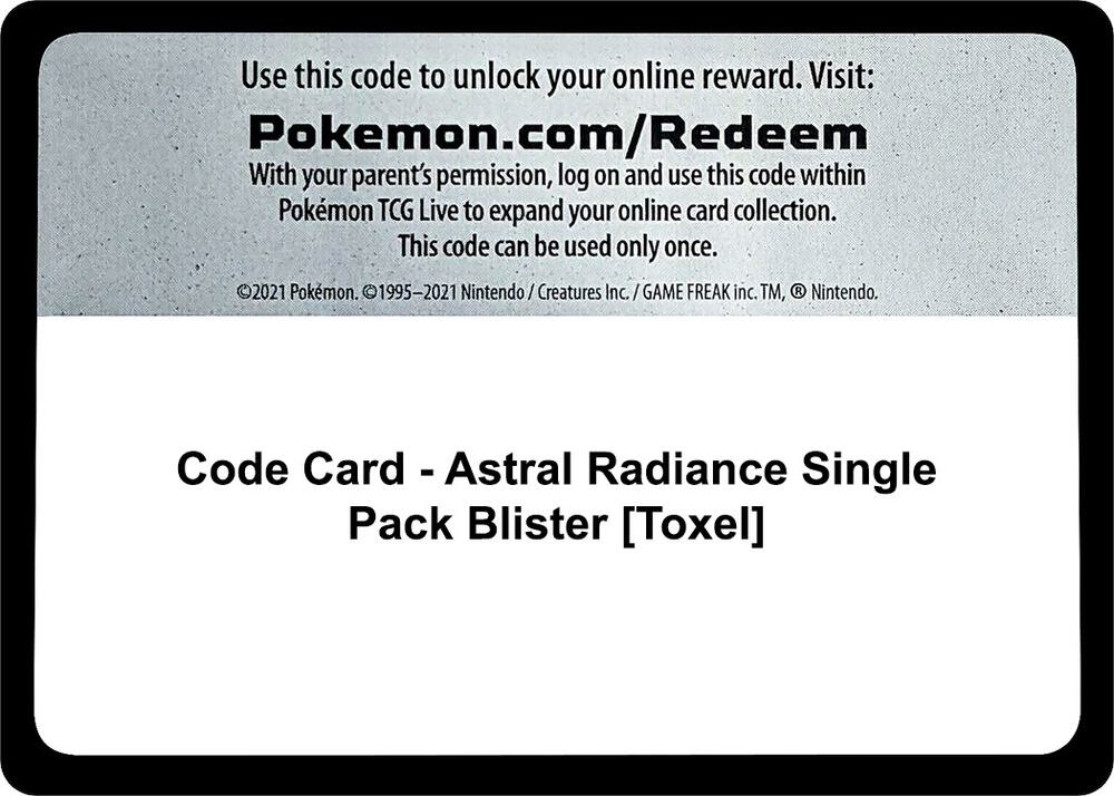 Code Card Astral Radiance Single Pack Blister Toxel  (SWSH10: Astral Radiance)  | Good Games Adelaide SA