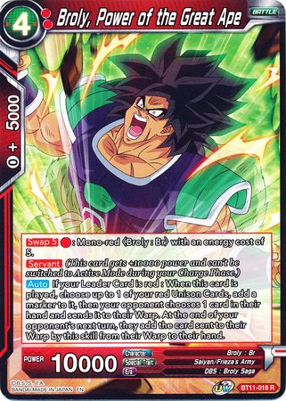 Broly, Power of the Great Ape [BT11-016] | Good Games Adelaide SA