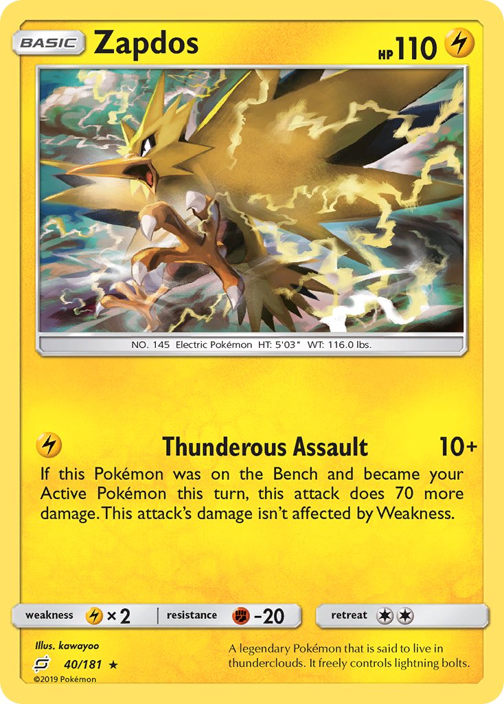 Zapdos (40/181) (Theme Deck Exclusive) [Sun & Moon: Team Up] | Good Games Adelaide SA