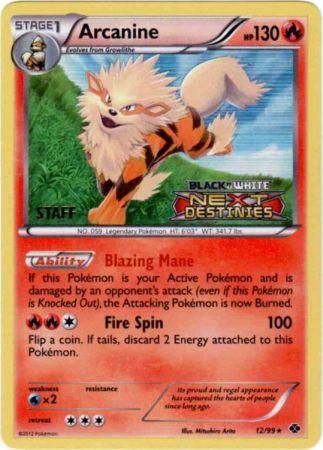 Arcanine (12/99) (Staff Prerelease Promo) [Black & White: Black Star Promos] | Good Games Adelaide SA