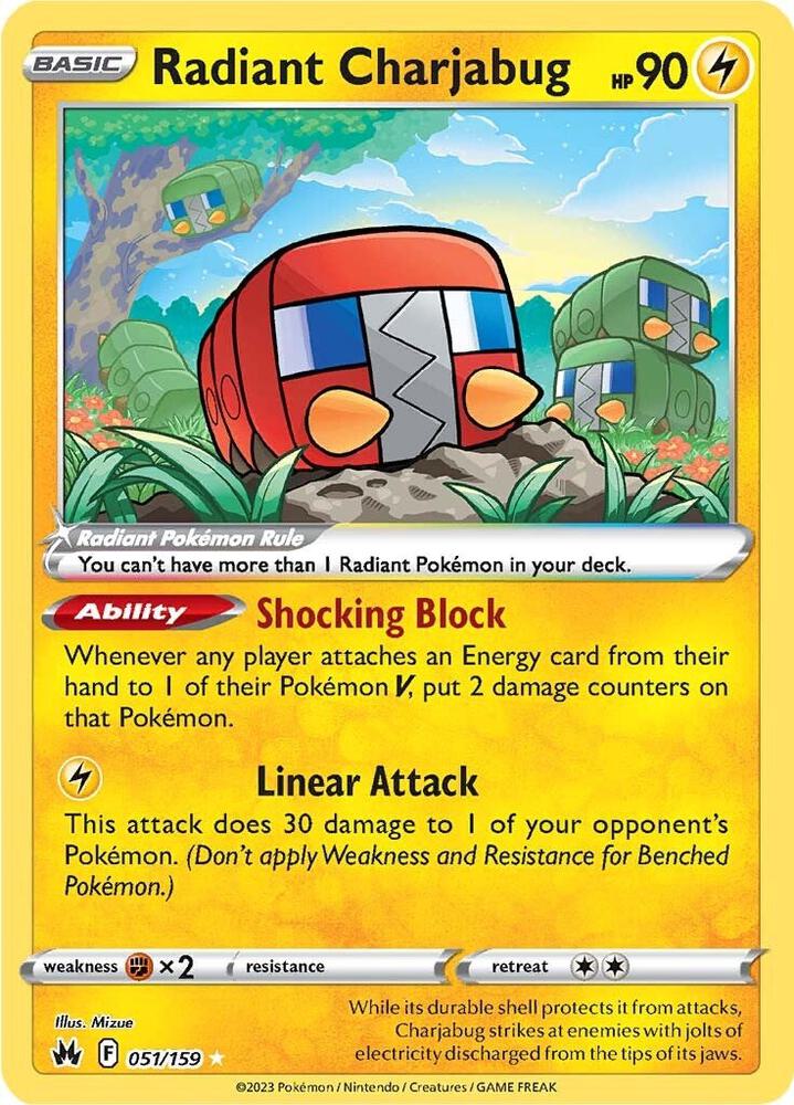 Radiant Charjabug 051/159 (Crown Zenith)  - Holofoil | Good Games Adelaide SA
