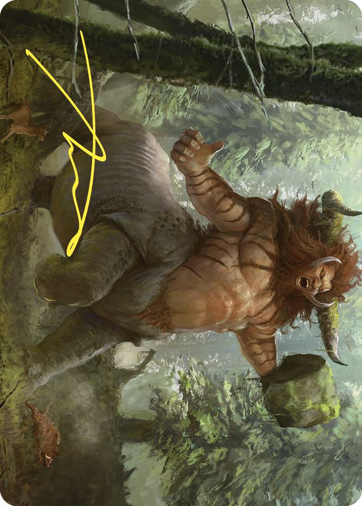 Stonehoof Chieftain Art Card Gold Stamped Signature 26 (Art Series: Commander Masters)  | Good Games Adelaide SA