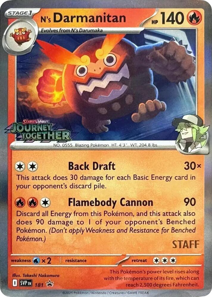 N's Darmanitan Prerelease Staff 181 (SV: Scarlet & Violet Promo Cards)  - Holofoil | Good Games Adelaide SA