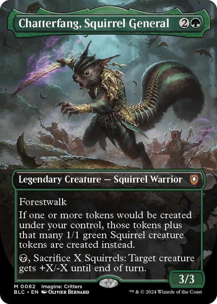 Chatterfang, Squirrel General 82 (Commander: Bloomburrow)  - Borderless Foil | Good Games Adelaide SA