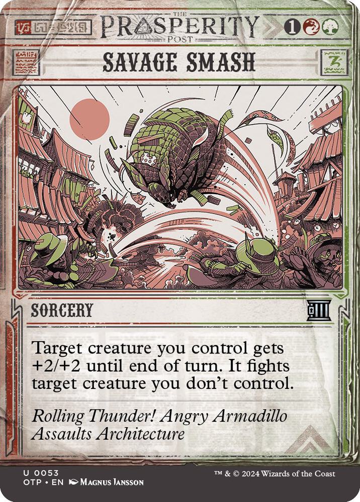 Savage Smash 53 (Outlaws of Thunder Junction: Breaking News)  - Foil | Good Games Adelaide SA
