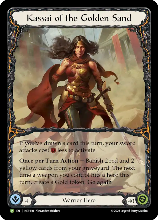 Kassai of the Golden Sand (Rainbow Foil) [HER110] (Promo)  Rainbow Foil | Good Games Adelaide SA