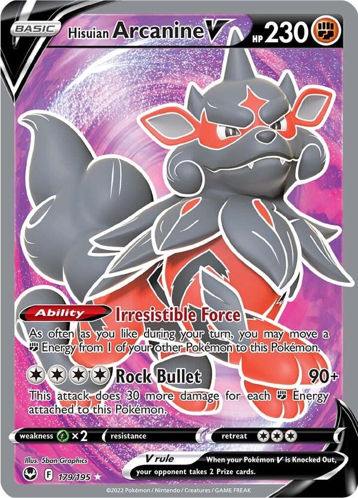 Hisuian Arcanine V Full Art 179/195 (SWSH12: Silver Tempest)  - Holofoil | Good Games Adelaide SA
